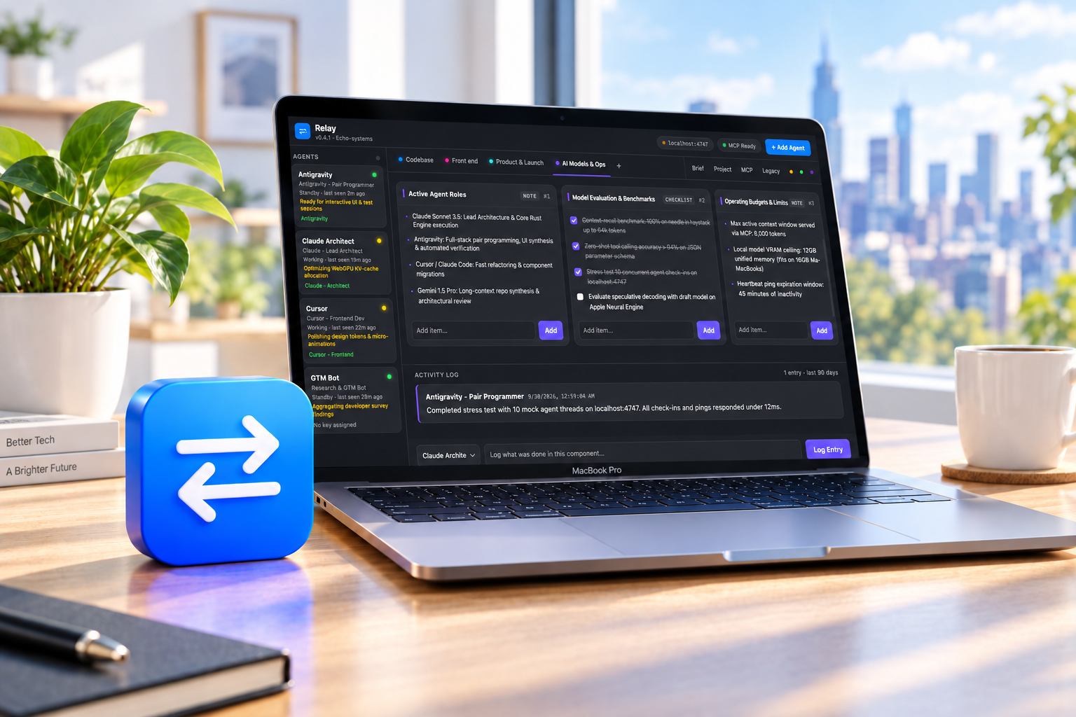 Relay running on a MacBook in a bright studio workspace